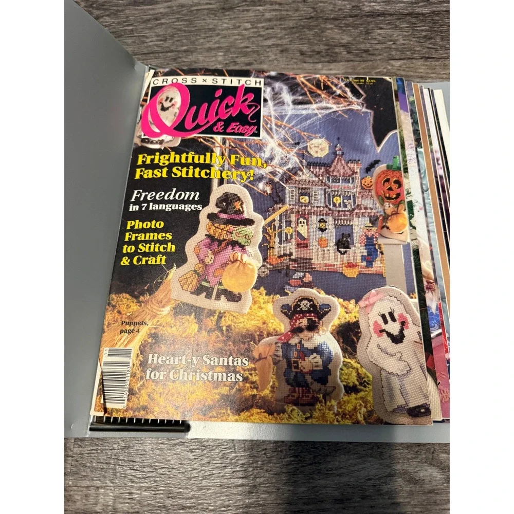 Vintage Cross Stitch Country Crafts Magazine Binder Lot 1990 1991 Patterns Quick